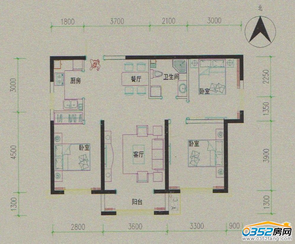 御龙庭c3户型-大同楼盘户型图库-0352房网