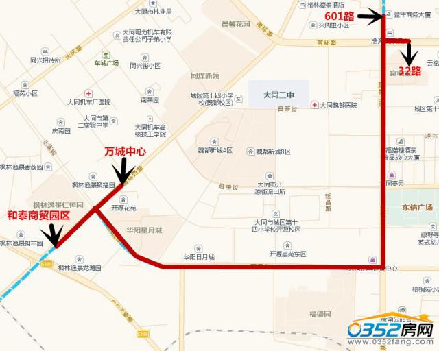 32路和601路公交车调整路线图